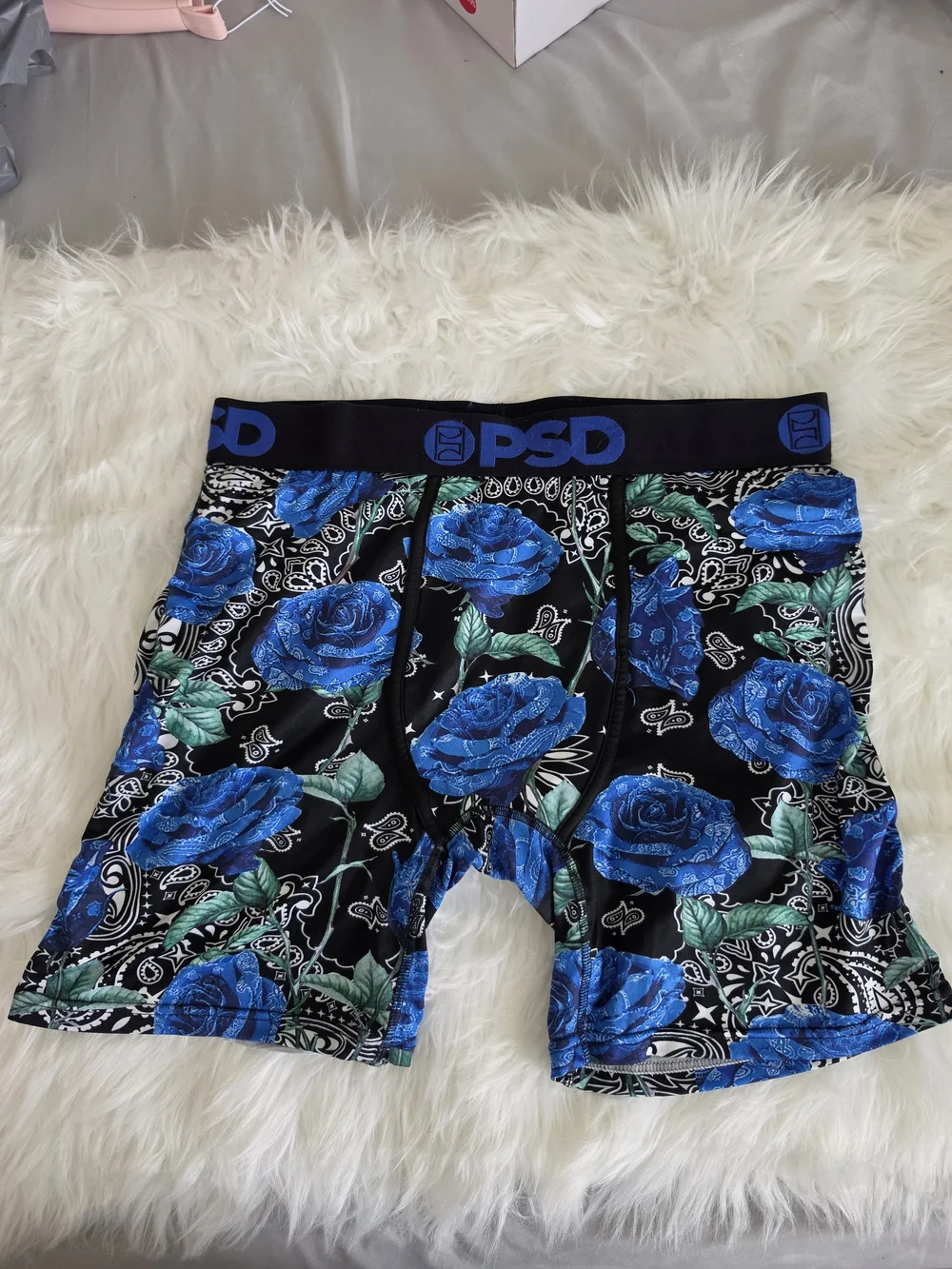 PSD Men’s Rose Print Boxer Briefs - Red & Blue Floral